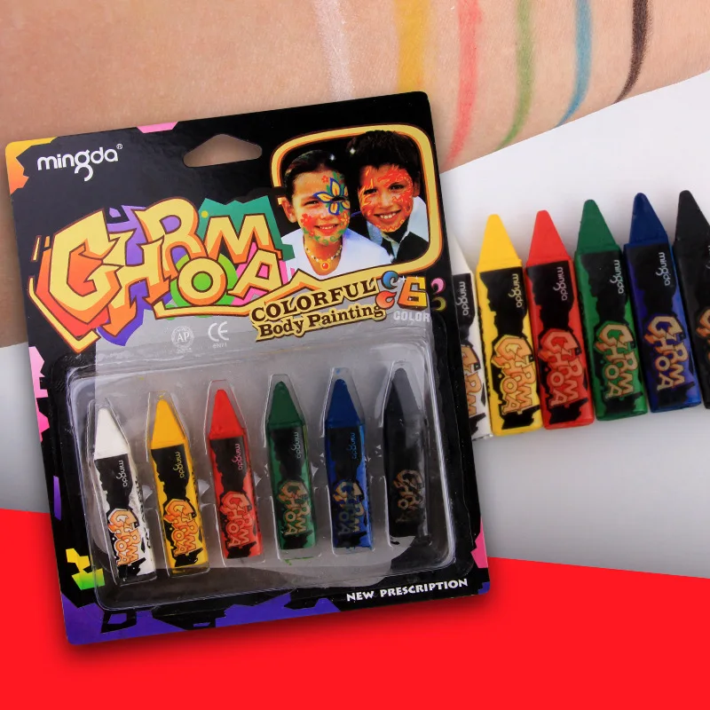 

6Pcs Halloween Colorful Face Painting Pencil Splicing Structure Crayon Christmas Body Painting Pen Stick Children Party Makeup