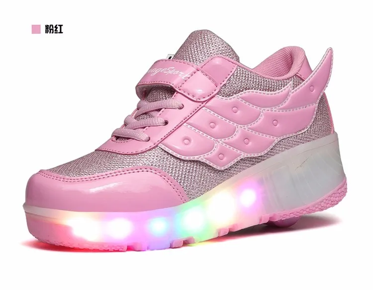 GSCH Дети Кроссовки roll Световой USB Зарядка LED Light Shoes Повседневная Девушки Кроссовки Красочные Освещенные Мальчик Shoes Chaussure Enfant