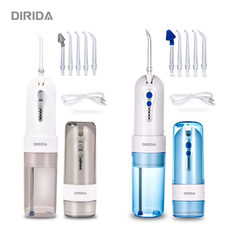 

Cordless Water Dental Flosser Portable Fold Oral Irrigator USB Rechargeable 4 Modes New Dental Irrigator 200ML with 5 Jet Tips