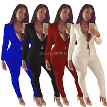 Комплект из двух предметов, брючный костюм, весна-лето, повседневный сексуальный пиджак с длинным рукавом+ длинные брюки, комплект из 2 предметов, белый, синий, черный, элегантный наряд