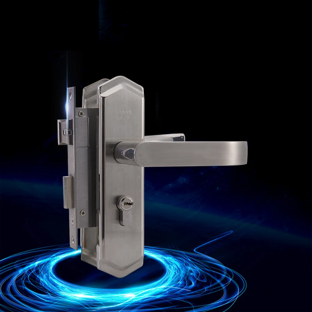 High Quality 304 Stainless Steel Interior Door Handle-lock Living-room 50mm Pitch Row Anti Card Handle Lock 304 stainless steel door suction contact free touch wall toilet room bedroom anti collision magnet