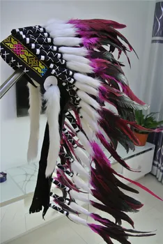 

36inches hot pink Feather headdress halloween feather costume feather headpiece headband