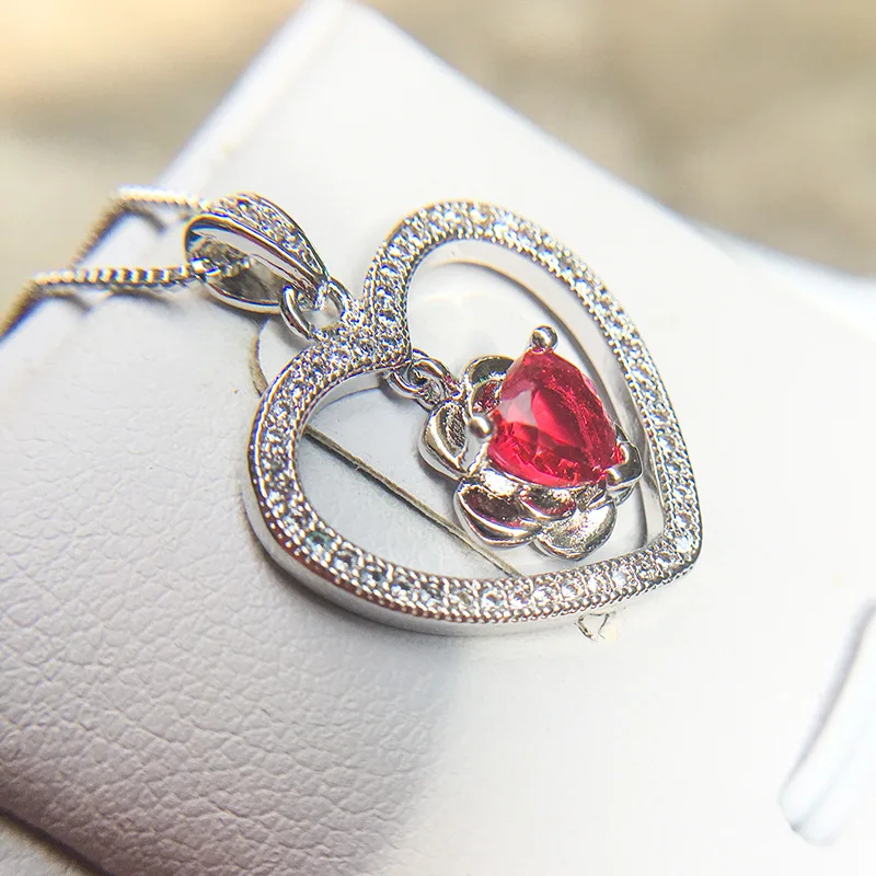 rose flower heart crystal necklaces silver 925 jewelry (6)