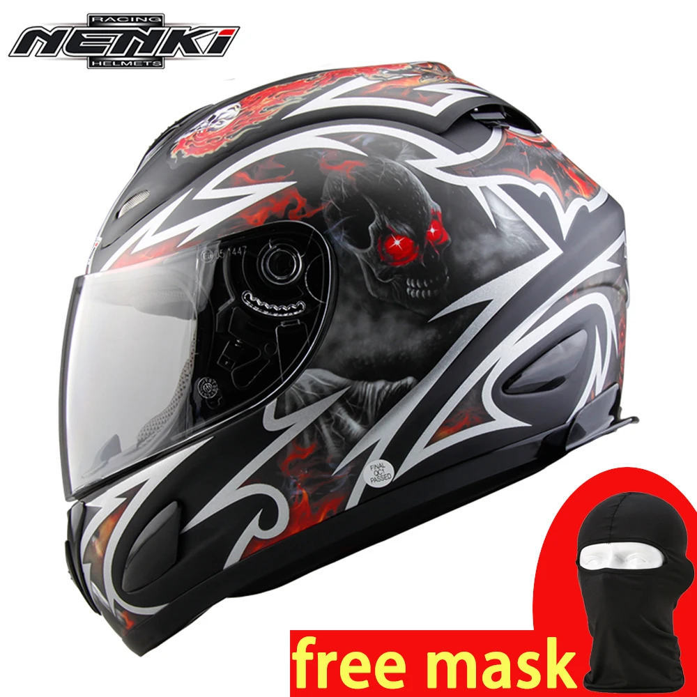 NENKI мотоциклетный шлем полный шлем для мотокросса мотоциклетный гоночный дышащий DOT одобренный анти-туман объектив КАСКО Мото шлем 802 - Цвет: Skull Printing