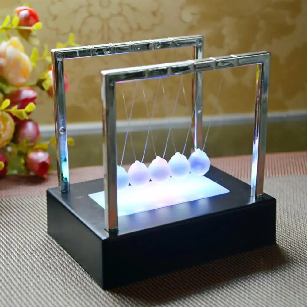 

table Crafts toy Continuous move ball Light Up Newton's Cradle Glass Balance Ball Pendulum Toy Desk Ornament