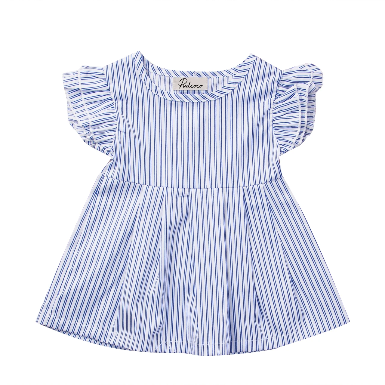 

casual cotton ruched Lovely Newborn Baby Girls Princess Dresses Striped Hot Summer Infant 0-24M