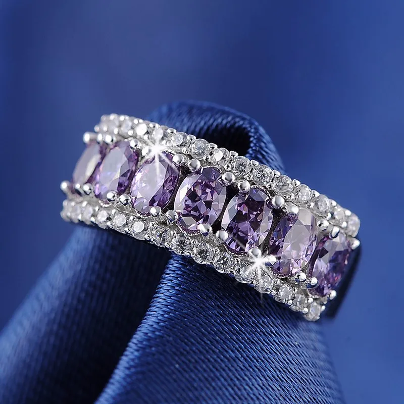 ORSA JEWELS кольцо без содержания свинца и никеля класса ААА кольца с фиолетовыми цирконами прозрачные CZ микро проложенные кольца для женщин модные ювелирные изделия OR43