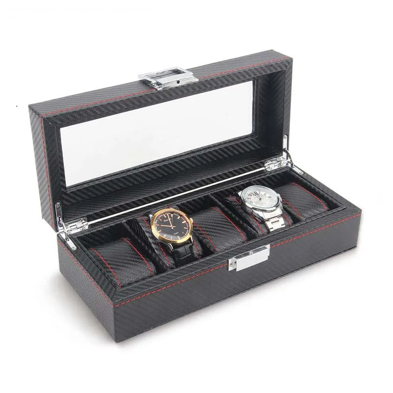 

LASPERAL 2018 Multi Slots Grid PU Leather Watch Box Display Jewelry Storage Black Red Caixa Para Gifts Casket For Decorations
