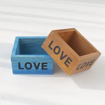

Coloffice Wooden fleshy flower pot small wooden box Stationery Holder Desktop Storagemini stuff storage box succulent box 1Piece