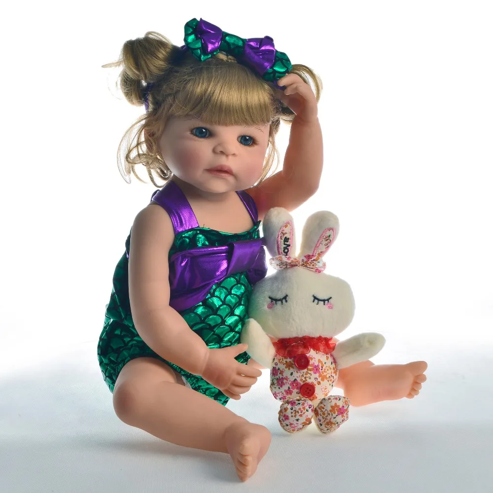 

22inch Full silicone reborn baby dolls Toys Baby-Reborn lifelike toys reborn vinyl newborn bathe princess toddler Brinquedos toy