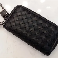 Известный модный ручной вязальный овчина Автомобильный ключ сумка классический черный ключ кошелек нулевой кошелек женский и мужской клатч круглый ключ кошельки