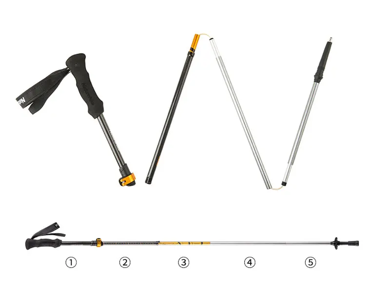 Naturehike Bengala Dobrável Ultraligh Portátil Caminhadas Vara Telescópica Alça Reta Pólo Trekking Escalada Vara Nh17d005 d 8 High Quality Esporte e Lazer