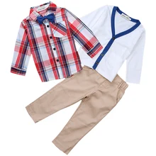 Automne garçons gentleman costume, garçons vêtements ensemble, manteau + chemise + cravate + pantalon quatre pièces, enfants de mode costume pour 2-8Y garçons