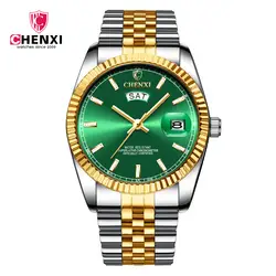 CHENXI Новинка 2019 года лучший бренд класса люкс часы сталь ремень календари наручные часы мужской моды водостойкие кварцевые часы Relogio Masculino