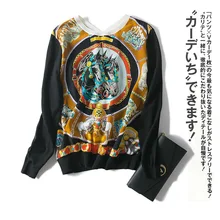 Новые высококачественные бутик двойной лошадь печати заклинание с v-образным вырезом на спине вязание с длинными рукавами