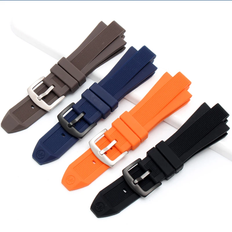 

29*13mm(lug) black brown dark blue brown rubber watchband for men's MK Waterproof sports watch strap Bracele