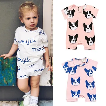 

Fashion Cartoon Infant clothing baby romper summer short sleeve cute dog one piece suit Jumpsuit newborn baby boy girl clothes