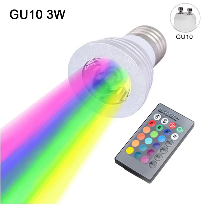 E27 светодиодный 16 Цвет RGB Волшебная светодиодная лампочка 5/10/15 Вт 85-265V RGB светодиодный лампа Spotlight+ ИК-пульт дистанционного управления Управление светодиодный лампы для дома - Испускаемый цвет: RGB GU10 3W