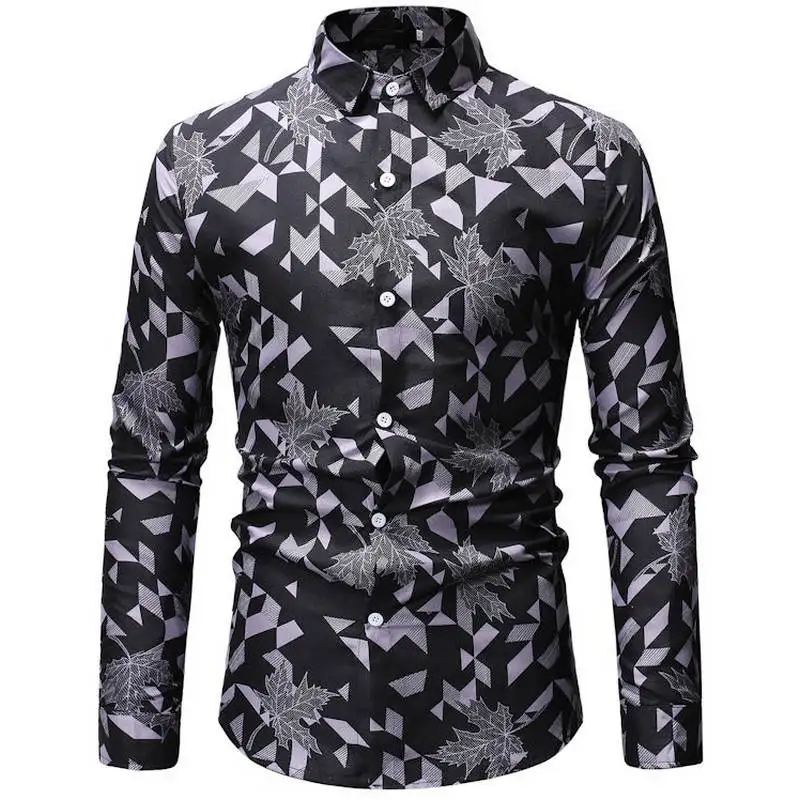 الرجال قميص الصيف نمط النخيل شجرة طباعة الشاطئ قميص هاواي صيفي الرجال عارضة طويلة كم هاواي قميص قميص أوم الأوروبية حجم 3XL