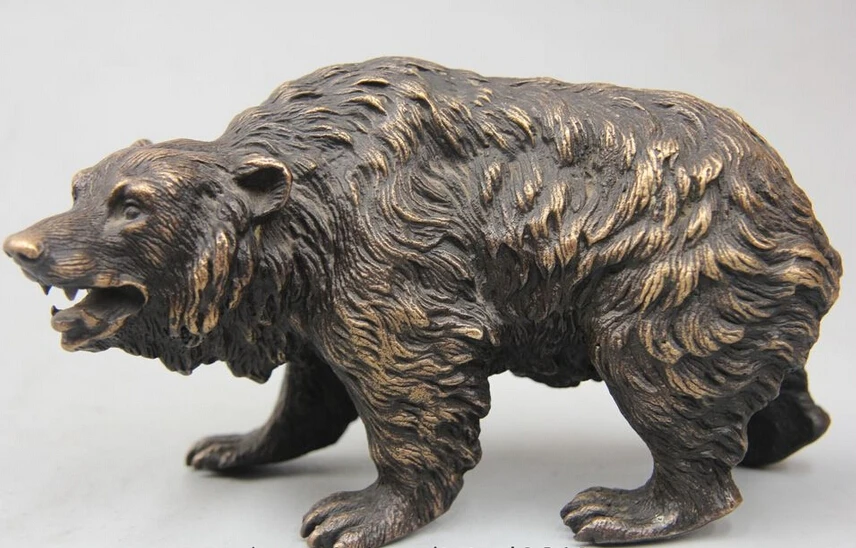 

6" Chinese China Folk Pure Bronze Selenarctos thebetanus black bear Statue Sculp R0715