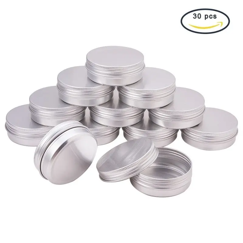 

30pcs Aluminium Boxes For Jewelry Finding Component Beads Storage Display Carrying Cases Containers Box Column Platinum 68x25mm