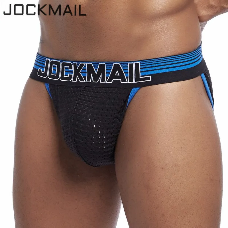 Трусы бикини JOCKMAIL мужские Брендовое нижнее белье пикантные танга сетчатые