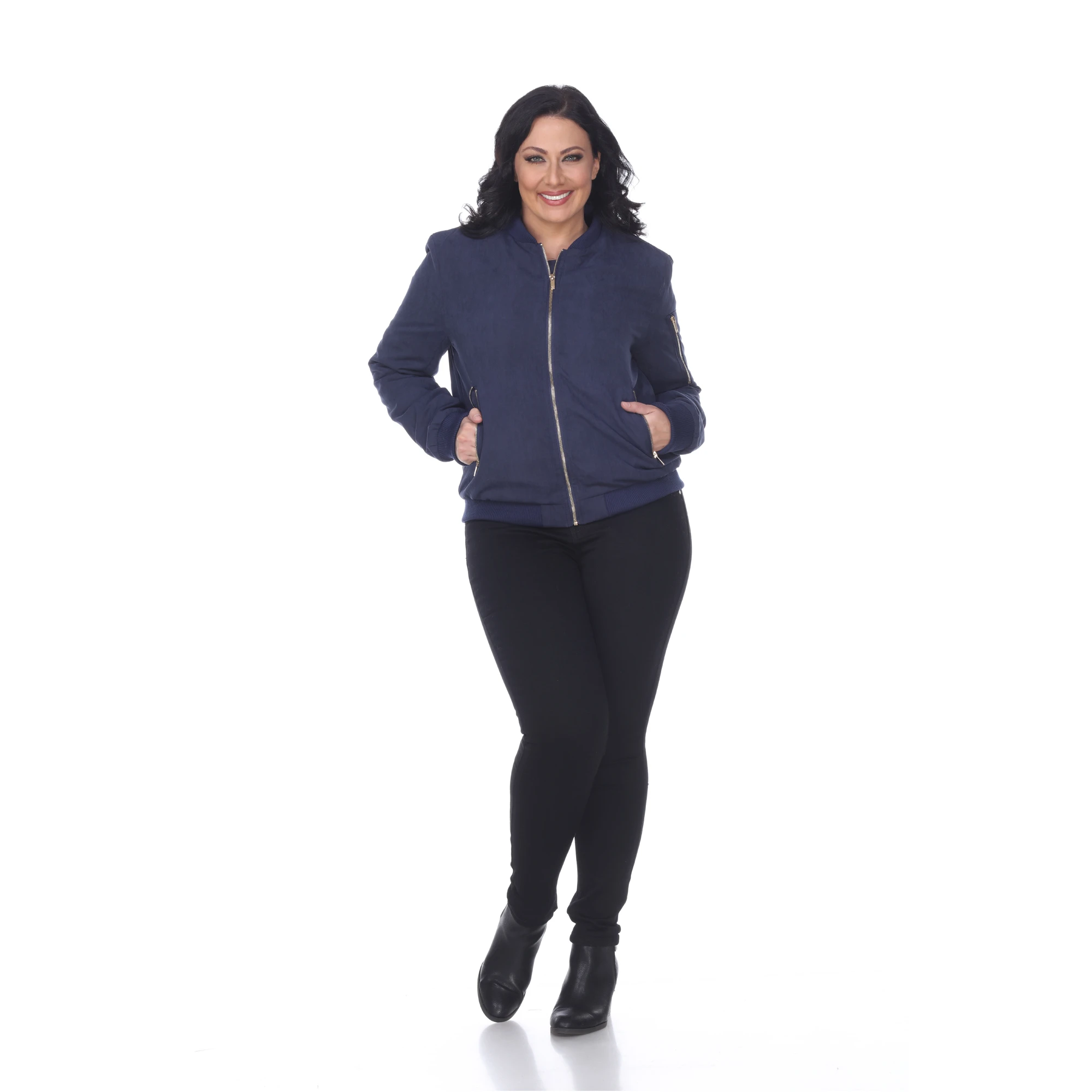 Plus Size Bomber Jacket - Navy (1)