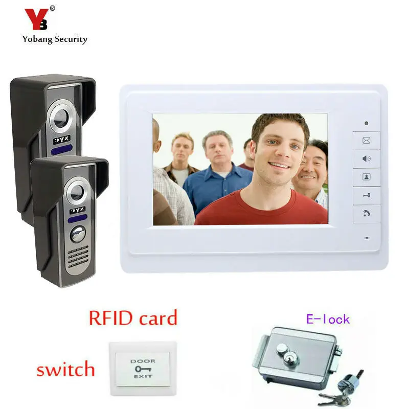 

Yobang Security Free shipping 7 inch Color Video Doorbell Phone Intercom System Camera Recording Monitor Video intercom