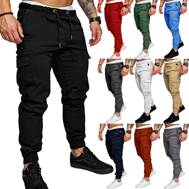 

Europe and the United States 2019 hot new men's fashion jogging pants fashion men's casual tether elastic sweatpants trousers