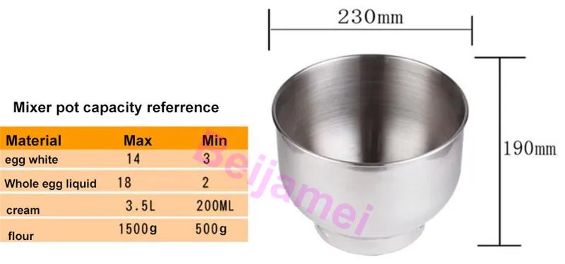 BEIJAMEI Электрический миксер для теста и хлеба, блендер для яиц, 110 В, 220 В, миксер для приготовления пищи и торта, машина для замеса теста, электрическая машина для приготовления теста, цена