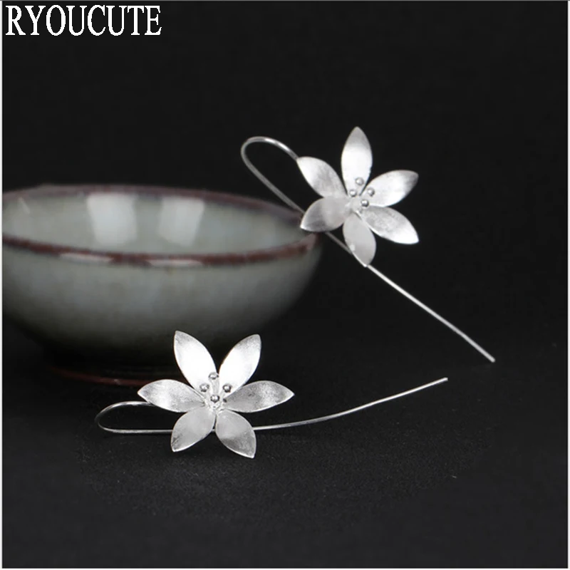 

New Design 925 Sterling Silver Lotus Flower Drop Earrings for Women Christmas Girls Gift Fashion sterling-silver-jewelry