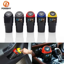 POSSBAY круглая Экологичная мусорная коробка черный/серый/синий/желтый/красный пластиковая мини-машинка для мусора подходит для авто офиса кухни