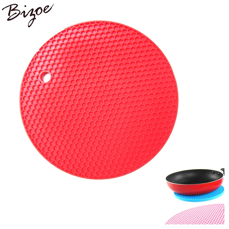2PC /18CM silicone round non slip heat resistant pad coaster