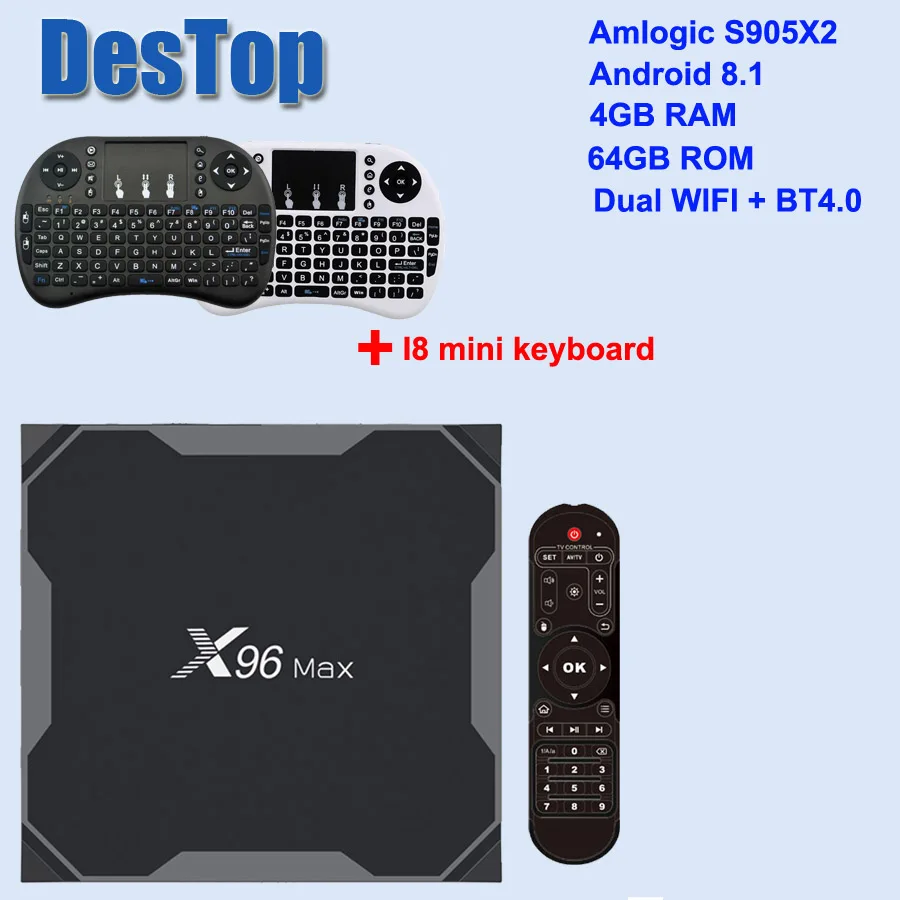 X96 MAX Android 9,0 Amlogic S905X2 X96MAX 4 Гб 64 Гб ТВ приставка 2,4G& 5 ГГц Wifi 1000 м H.265 4 к медиаплеер смарт-бокс 5 шт./лот - Цвет: 4GB 64GB I8 normal