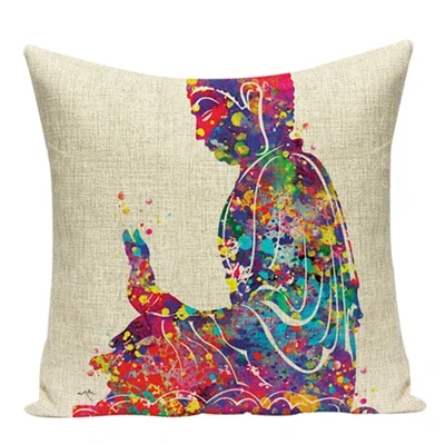 Медитация Будды дзен чехол для подушки статуя Будды Юго-Восточной Азии акварельный музыкальный инструмент креативный декоративный чехол для подушки