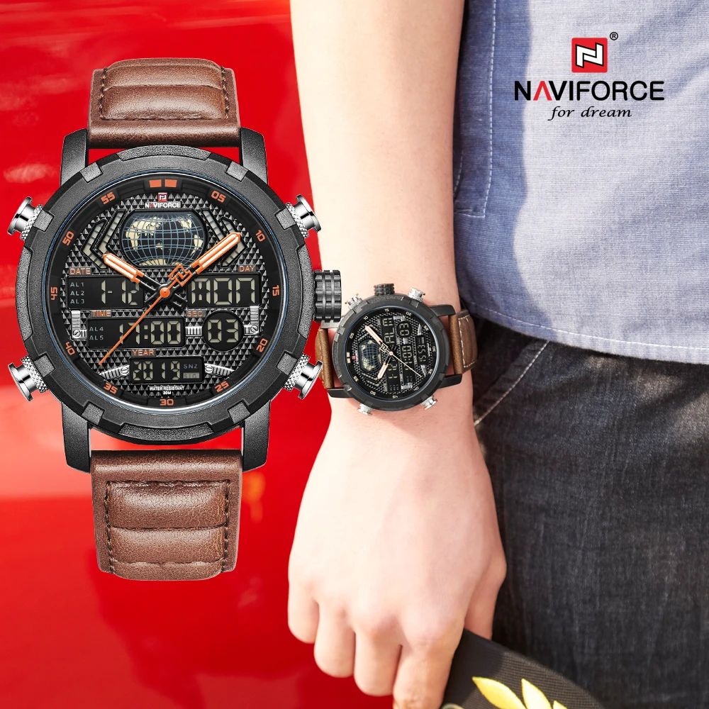 NAVIFORCE мужские часы цифровые водонепроницаемые часы мужские наручные часы кварцевые Военные мужские часы Analogico Цифровые мужские часы