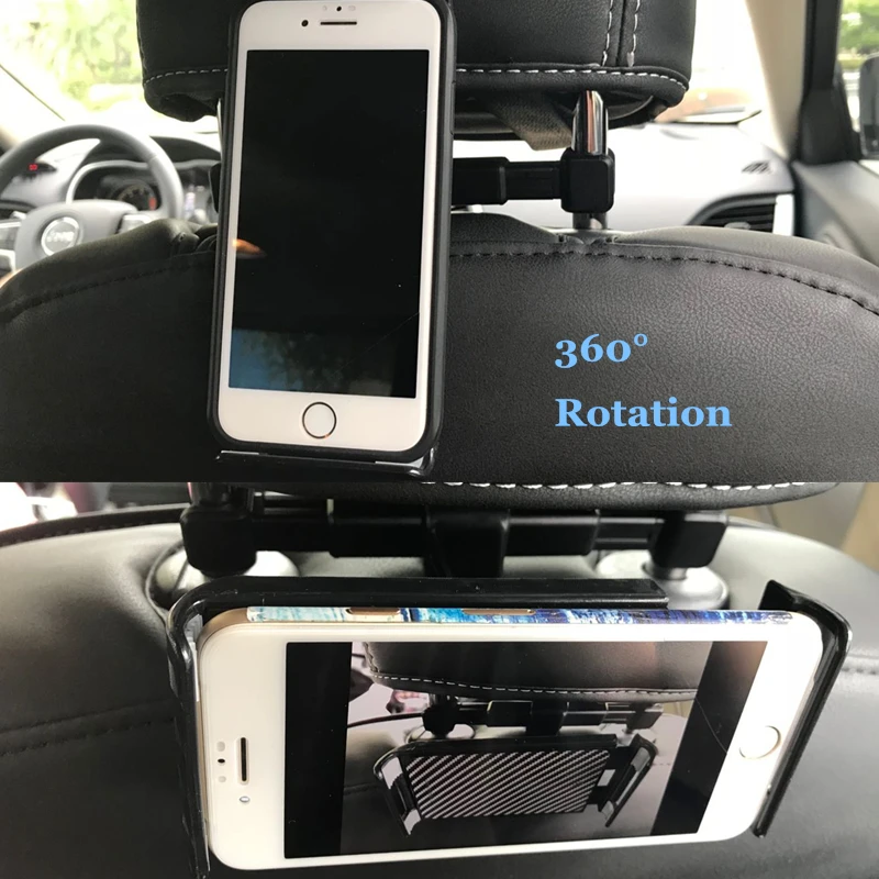 Автомобильный держатель на заднее сиденье для телефона от 4 до 11 дюймов, держатель для планшета, вращающийся на 360 градусов, автомобильный держатель для планшета для iPad, iPhone, подставки для планшета