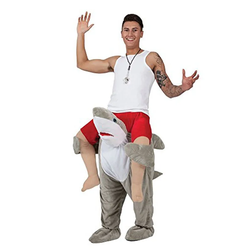 Shark Cosplay Clothes Ride On Me Costumes For Men Women Carry Back Novelty Horse Riding Toys Halloween Christmas Party Fun Props