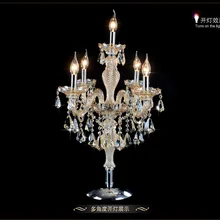 Роскошный модный 5 светильник s кристалл настольная лампа спальня лампа cognic цвет E14 Свеча хрустальная лампа свадебный дом декоративный Настольный светильник