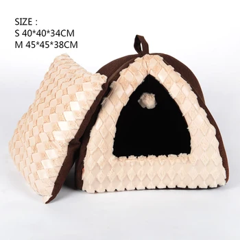 

Foldable and Washable Warm PV Velvet Cat Castle Dog Cat Puppy House Litte Dogs Tent Shape House