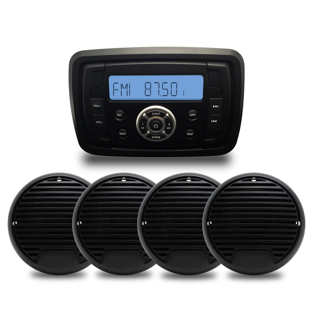 

Marine Stereo Bluetooth Boat Radio FM AM Receiver MP3 Player Audio + 3 Inch Marine Waterproof Motorcycle Speaker For Outdoor ATV