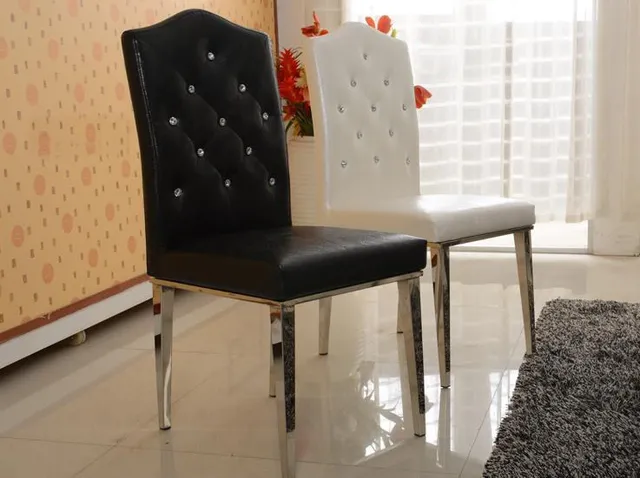 Special Offers Hot Fashion Stainless steel+Leather dining chairs,fashion living room dining chair,black and white,Metal PU Leather furniture Special Offers Hot Fashion Stainless steel+Leather dining chairs,fashion living room dining chair,black and white,Metal PU Leather furniture