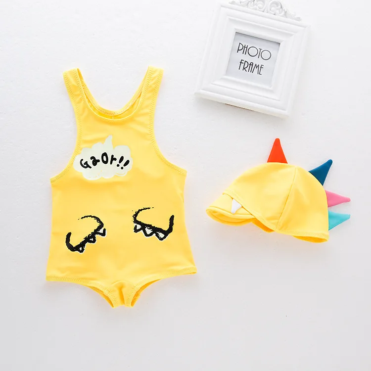2018 New Pattern 2/pcs Lovely Dinosaur Swimming Suit For 1-3 Years Old Boys Sun Protection Bathing Swimwear |