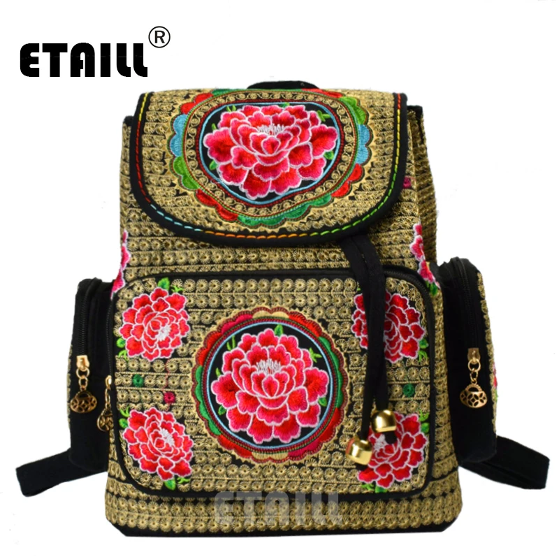ETAILL этнический винтажный вышитый школьный рюкзак женские рюкзаки для подростков