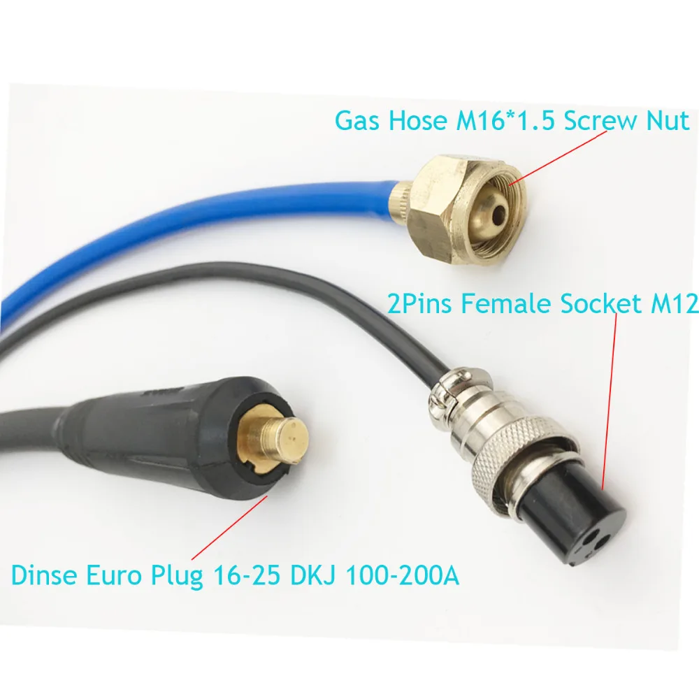 WP-9 TIG сварочный фонарь с питанием от газа, разделенный 16-25 мм Dinse штекер шланга гайка M16* 1,5 мм 4 м 12 футов тканевая крышка