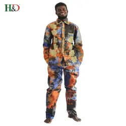 H & D Африканский одежда рубашки для мальчиков для мужчин Базен riche брюки Дашики традиционные хлопковые с длинным рукавом