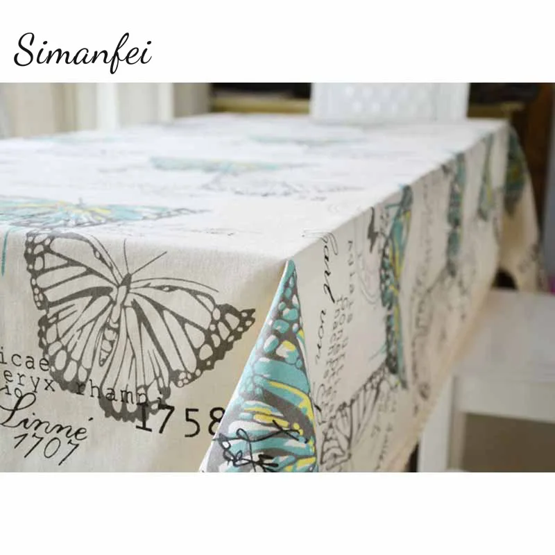 

Simanfei TableCloth 2017 New Butterfly Rural Style Pure Cotton Linen Rectangular Pattern Lace cloths Decorative Table Cover Hot