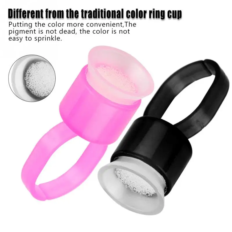 50pcs/100pcs Tattoo Ink Black Pink Cap Pigment Cup With Sponge Tattoo Accessories Microblading Pigment Holder Clean