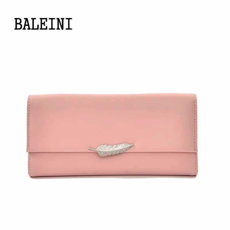 

Women Wallets Long With Plaid PU Leather Fashion Hasp Coin Purse Phone Bag Metal leaves Holders Female Wallet for girls ladies