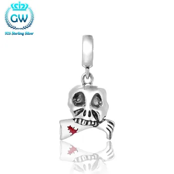 

Solid 925 Sterling Silver Skull Pendant Jewelry Halloween Charms Hot Selling Brand GW Jewelry S198-30